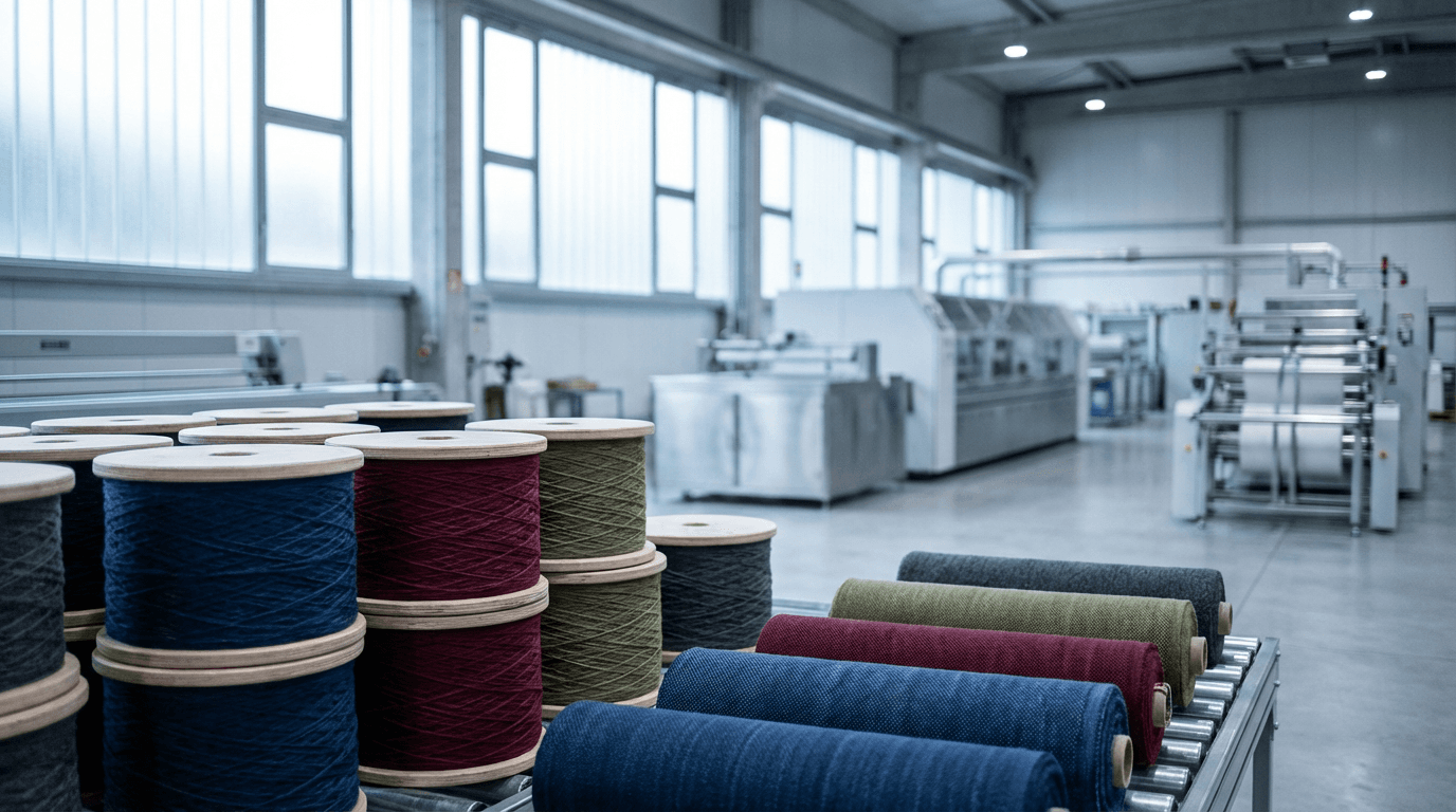 Sewing operator working at a machine in a garment factory